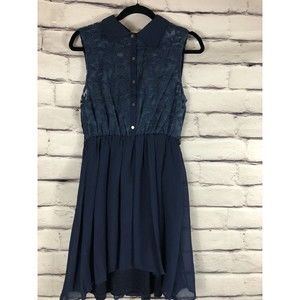 UMGEE Womens Blue Knee Length Button Up Sleeveless Dress